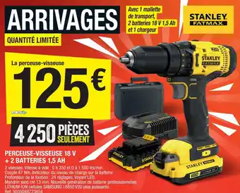 Brico Dépôt Perceuse-Visseuse 18V +2 Batteries 1,5Ah offre