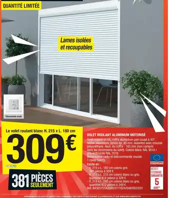 Brico Dépôt Volet Roulant aluminium Motorisé offre