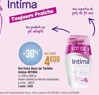 Géant Casino Gel Extra Doux de Toilette Intime Intima offre
