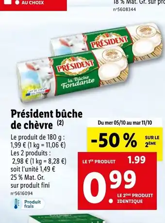 Lidl Président Bûche de Chèvre offre
