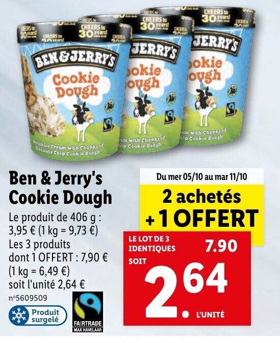 Promo Ben & Jerry's Cookie Dough chez Lidl