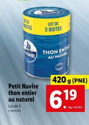 Lidl Petit Navire Thon Entier Au Naturel offre