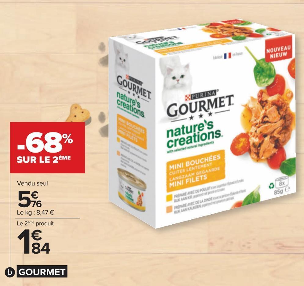 Promo Gourmet coffret gourmet nature's creations pour chat chez Carrefour