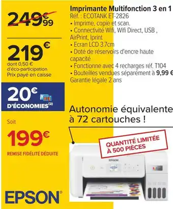 Carrefour Epson imprimante multifonction 3 en 1 offre