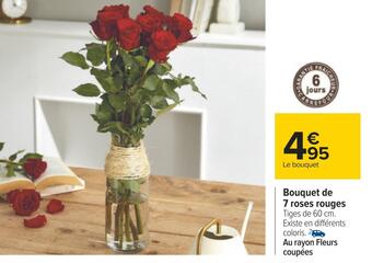 Carrefour Bouquet de 7 roses rouges offre