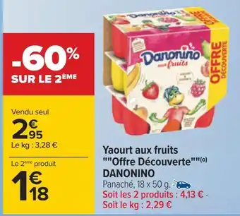 Carrefour Danonino yaourt aux fruits offre découverte offre