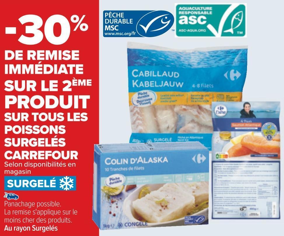 Promo Carrefour bon plan sur tous les poissons surgelés carrefour chez Carrefour