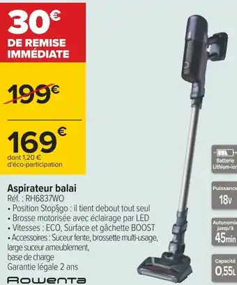 Carrefour Aspirateur balai offre