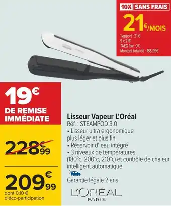 Carrefour L'oréal lisseur vapeur offre