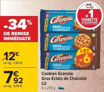 Carrefour Lu cookies granola gros eclats de chocolat offre