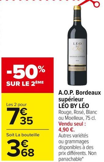 Carrefour Market Léo by léo a.o.p. bordeaux supérieur offre