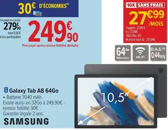 Carrefour Samsung galaxy tab a8 64go offre