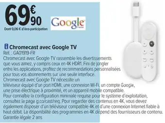 Carrefour Google chromecast avec google tv offre