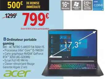 Carrefour Acer ordinateur portable gaming offre
