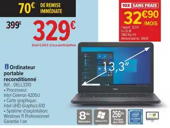 Carrefour Dell ordinateur portable reconditionné offre