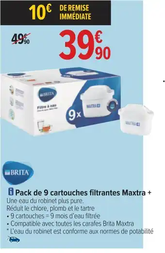 Carrefour Brita pack de 9 cartouches filtrantes maxtra + offre
