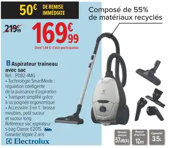 Carrefour Electrolux aspirateur traineau avec sac offre