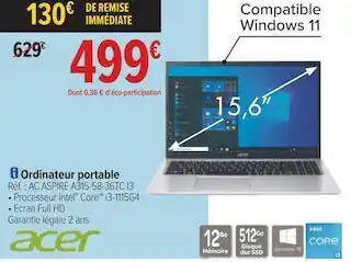 Carrefour Acer ordinateur portable offre