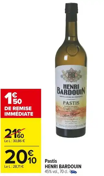 Carrefour Market Henri bardouin pastis offre