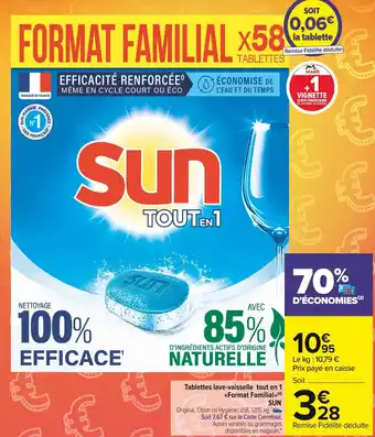 Carrefour Market Sun tablettes lave-vaisselle tout en 1 offre