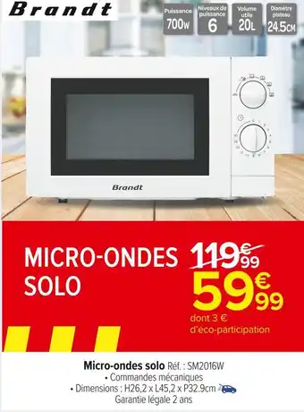 Carrefour Market Brandt micro-ondes solo offre
