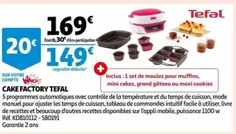 Auchan Cake factory tefal offre