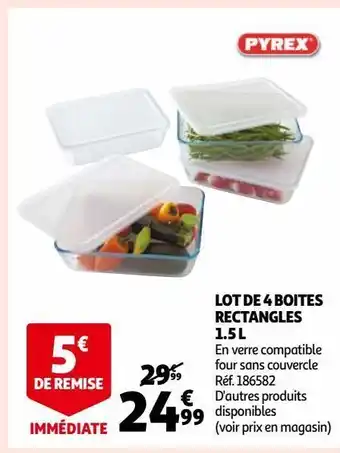 Auchan Lot de 4 boites rectangles 1.5 l offre