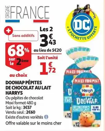 Auchan Supermarché Doowap pépites de chocolat au lait harrys offre