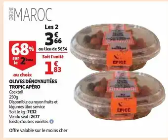 Auchan Supermarché Olives dénoyautées tropic apéro offre