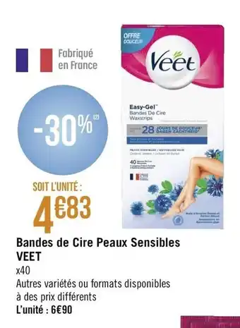 Bandes de Cire Peaux Sensible Veet