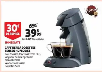 Auchan Supermarché Cafetière à dosettes senseo hd7806/51 offre