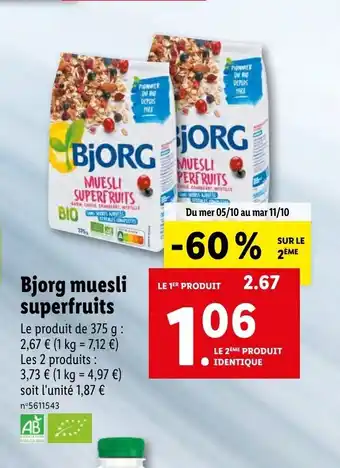 Lidl Bjorg Muesli Superfruits offre