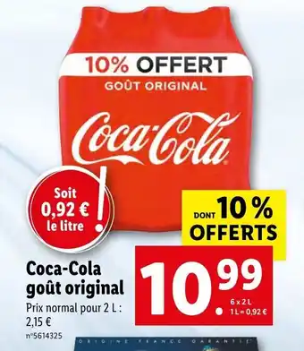 Lidl COCA-COLA goût original 2 L offre