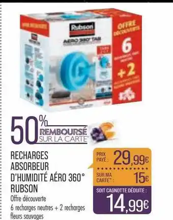 Match Recharges absorbeur d'humidité aéro 360° rubson offre