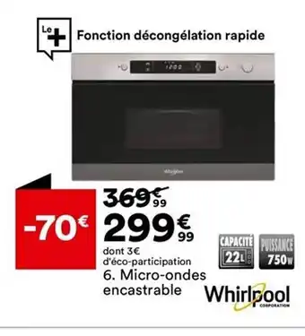 BUT Micro-ondes encastrable whirlpool offre