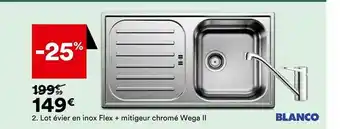 BUT Lot évier en inox flex + mitigeur chromé wega ii blanco offre