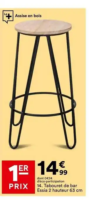 BUT Tabouret de bar essia 2 hauteur 63 cm offre