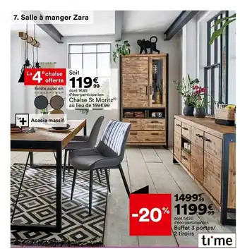 BUT Chaise st moritz, buffet 3 portes-2 tiroirs ti'me offre