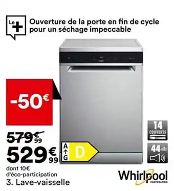 BUT Lave-vaisselle whirlpool offre