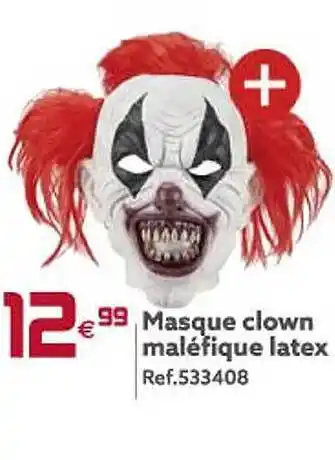 Masque clown maléfique latex