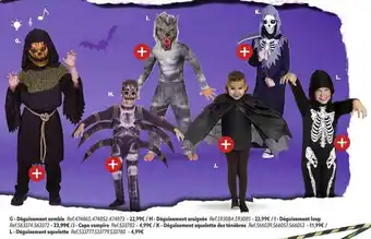 Gifi Déguisement zombie, déguisement araignée, déguisemen loup, cape vampire, déguisement squelette des ténèbres, déguisement sque offre