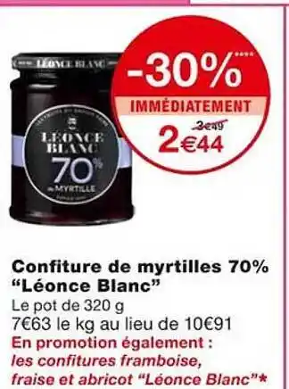 Monoprix Confiture de myrtilles 70% offre