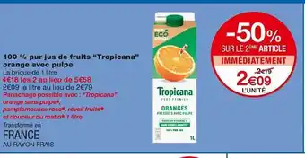 Monoprix 100% pur jus de fruits offre