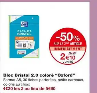 Monoprix Bloc bristol 2.0 coloré offre