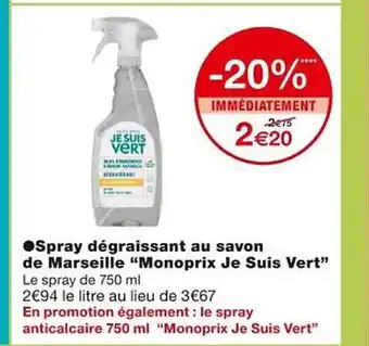 Spray dégraissant au savon de marseille
