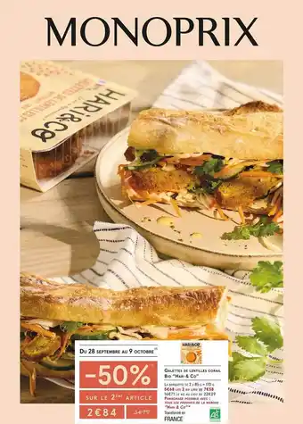 Monoprix Galettes de lentilles corail bio offre