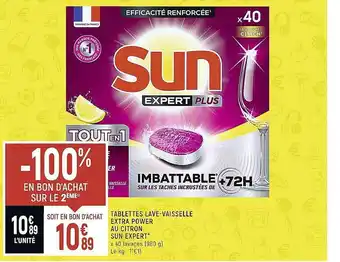 Tablettes lave-vaisselle extra power au citron sun expert