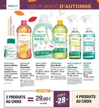 Stanhome Stan-wick, aquilaun, daily wash, degreaser, multi surface + vapo, express shine + vapo stanhome offre