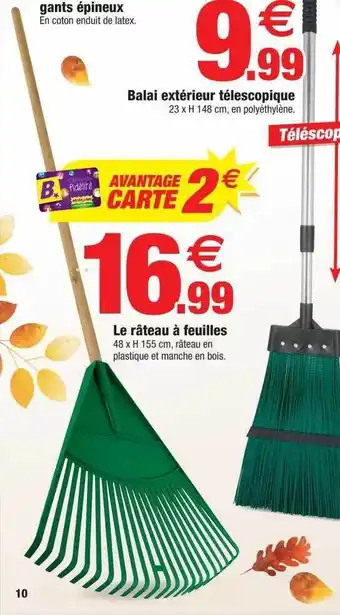 Bazarland Balai extérieur télescopique, le râteau à feuilles offre