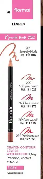 Stanhome Crayon contour lèvres waterproof flormar offre